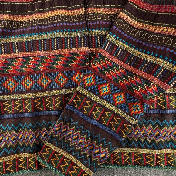 VTG Chicos Design Women Jacket Size 2 Boho Art Bohemian Colorful 90s Lightweight - Picture 12 of 14